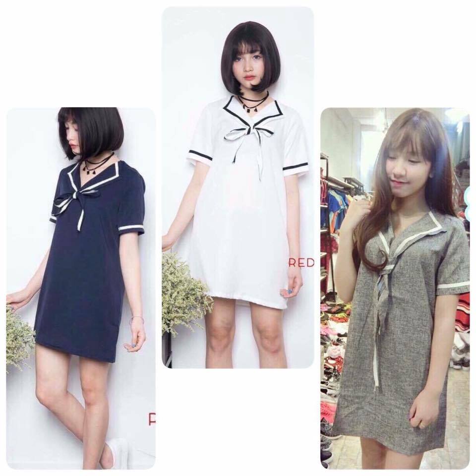 Váy viền cổ thắt nơ Giá bán: 175.000đ