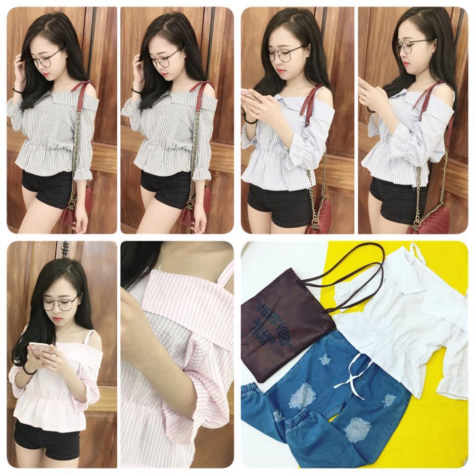 Áo sơ mi kẻ trễ vai Áo sơ mi kẻ trễ vai Giá bán: 120.000đ