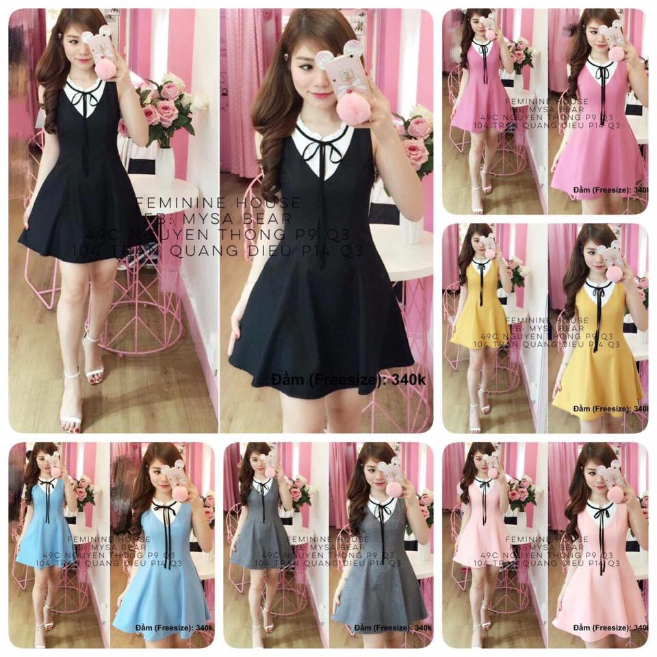 Váy thiết kế thắt nơ cổ xinh xắn Giá bán: 200.000đ