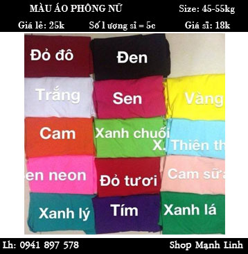 Áo phông Nữ Giá bán: 25.000đ