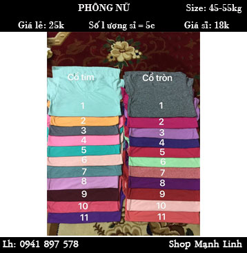 Áo phông Nữ Giá bán: 25.000đ