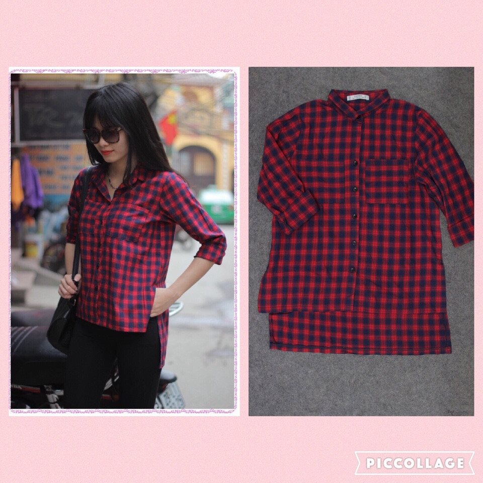 Sơ mi kẻ dáng dài Mango Giá bán: 285.000đ