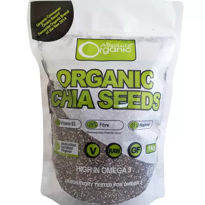 Hạt Chia Seed Absolute Organic Úc 1kg – High in Omega 3 cho sức khỏe gia đình Giá bán: 390.000đ