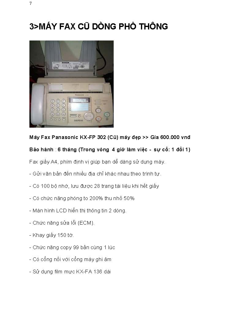Máy fax cũ các loại Giá bán: 1.000.000đ