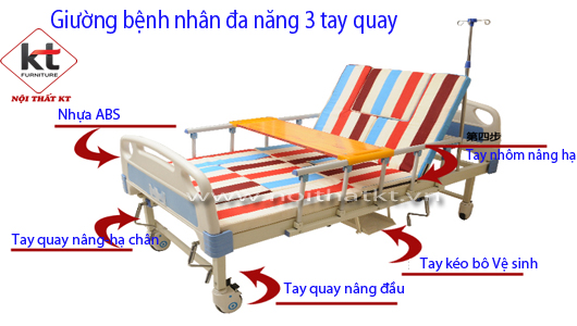 Giường bệnh nhân đa năng 3 tay quay - 3 chức năng giá cực tốt Giá bán: 11.550.000đ