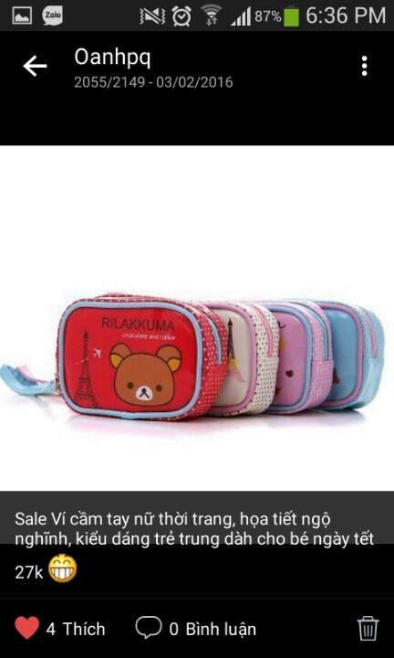 túi xách, ví Giá bán: 40.000đ