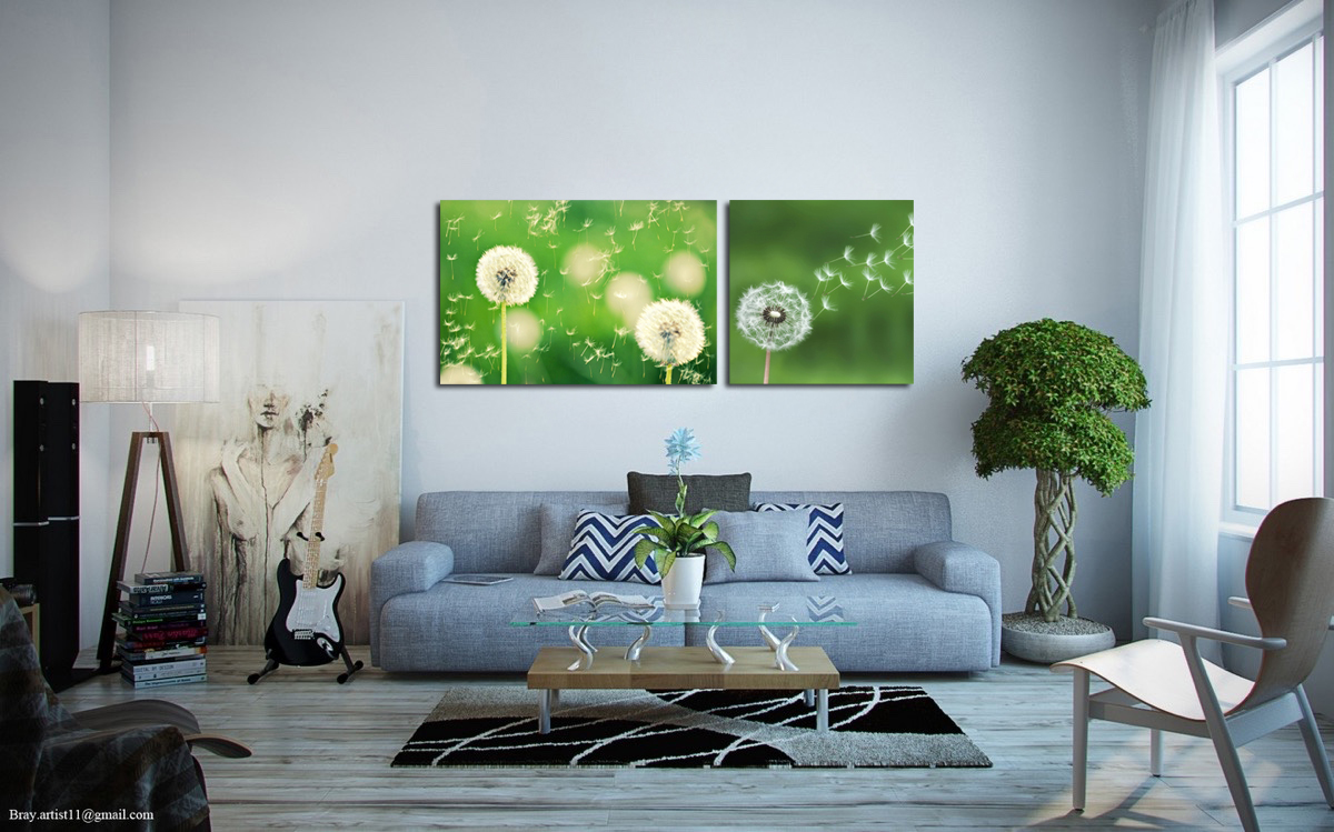 Tranh trang trí hoa cỏ bay DH1237A (kích thước 100x40cm) Giá bán: 250.000đ