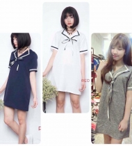 Váy viền cổ thắt nơ