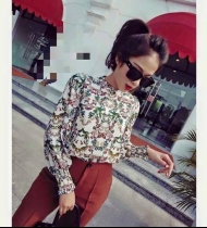 Sơ mi hoa cổ tàu chun tay