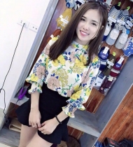 Sơ mi hoa cổ tàu chun tay