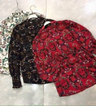 Sơ mi hoa cổ tàu chun tay