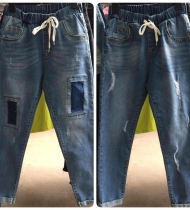 Quần bò baggy cạp chun