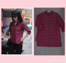 Sơ mi kẻ dáng dài Mango