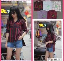 Sơ mi kẻ dáng dài Mango