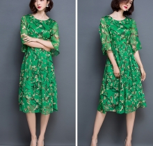 Đầm voan hoa đào kèm thắt lưng – DV2530