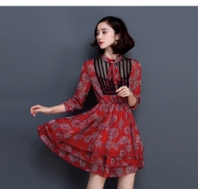 Đầm voan 2 lớp cổ trụ thắt nơ – DV2531