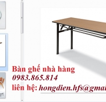 Bàn ghế nhà hàng, bàn tròn mặt kính xoay, ghế xếp chồng, 